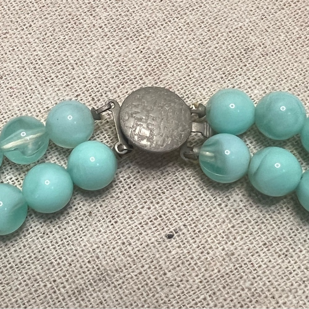 Vintage Mint Marbled Bead Statement Necklace From… - image 4